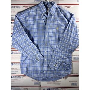 Mens Brooks‎ Brothers Button Down Dress Shirt Size M Blue Yellow Original Polo